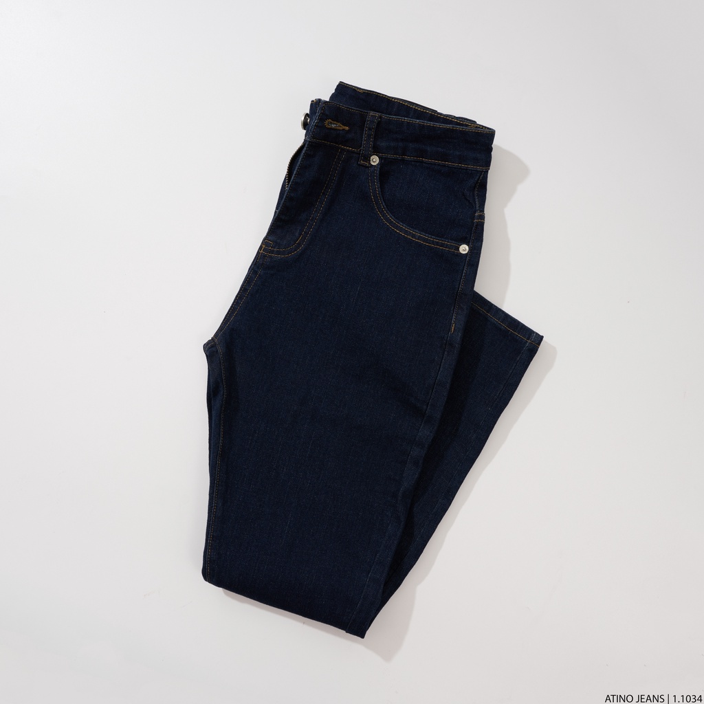 Quần Jean Nam Xanh Than ATINO Chất Liệu Jean Pha Spandex Form Slim-Fit QJ1.1034
