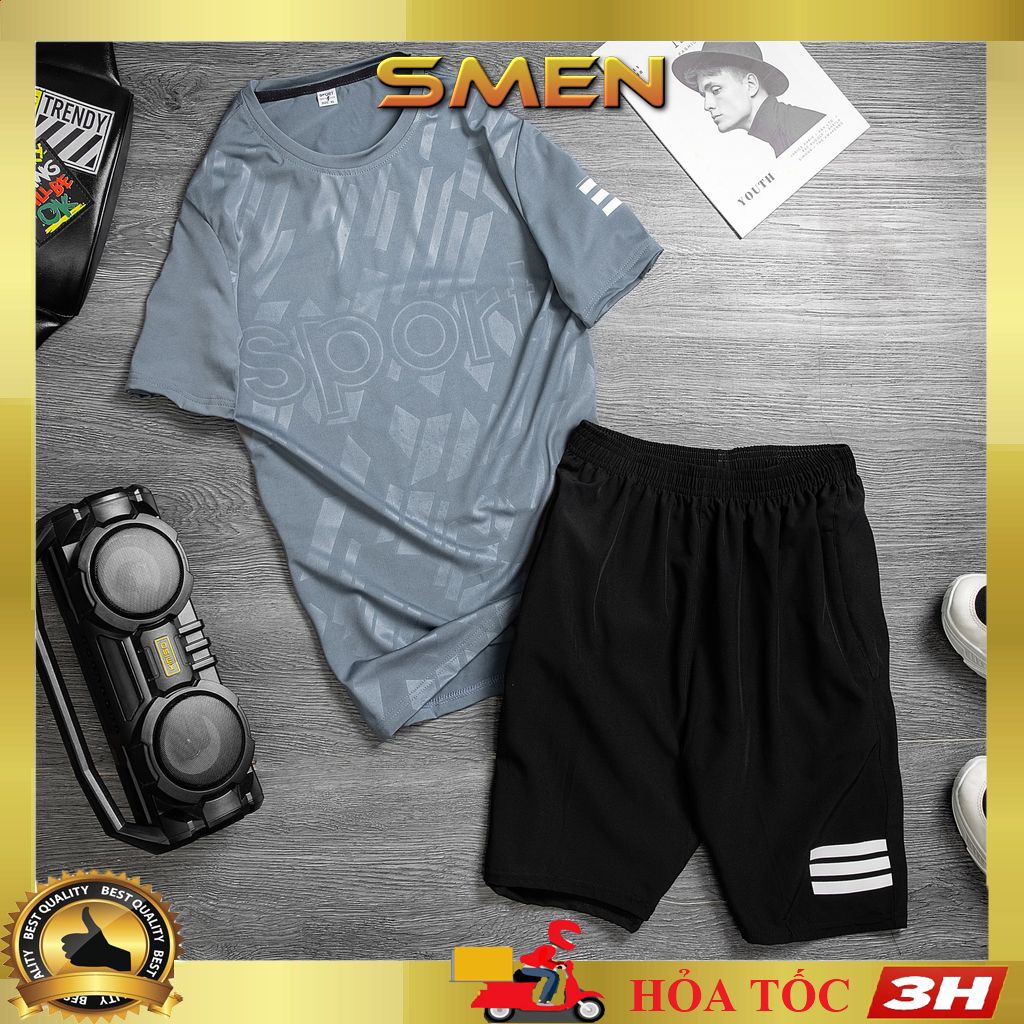 Bộ thể thao nam thun lạnh tập gym, bộ đồ nam thể thao co giãn 4 chiều BO02 - SMEN