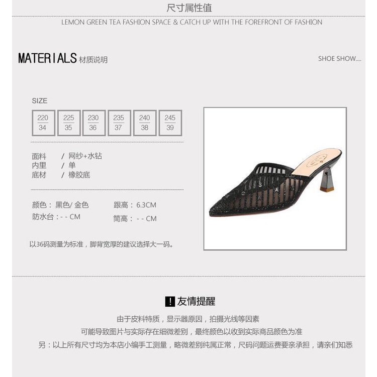 Dép Cao Gót Mũi Nhọn Đính Đá Thiết Kế Mới Thời Trang Cho Nữ