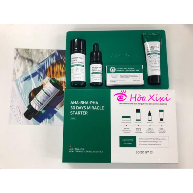 Bộ kit dưỡng da Some By Mi AHA BHA PHA 30 DAYS MIRACLE STARTER KIT EDITION (4 sản phẩm) (Nhungshika)