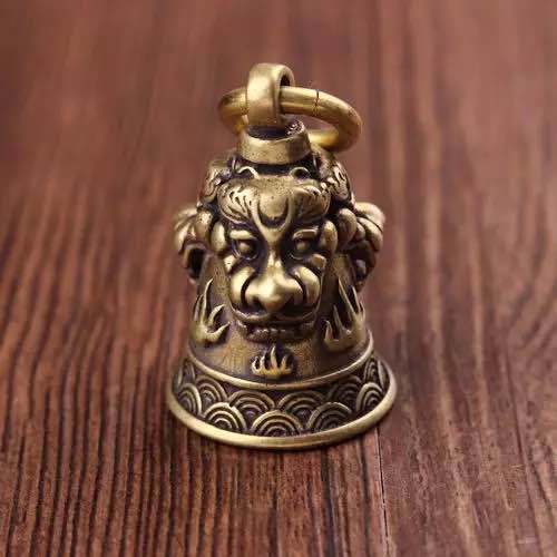 Chuông đồng nguyên chất phong thủy , móc khóa chuông chất liệu đồng thau xua tà khí cầu bình an