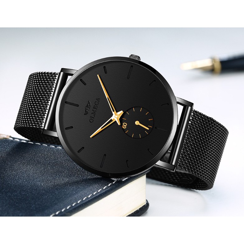 Đồng hồ Olmeca nam Japan 901 (full đen kim vàng)