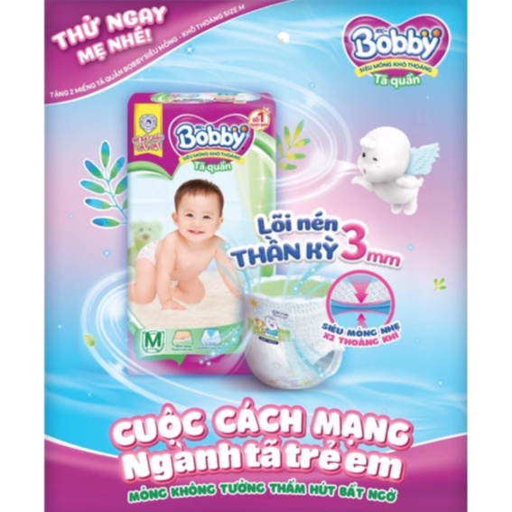 Tã/bỉm quần Bobby gói Mega Jumbo M120/L104/XL92/XXL84