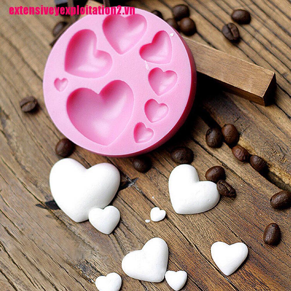 Set 2 Khuôn Silicon Làm Bánh Kẹo Hình Trái Tim 3d Diy