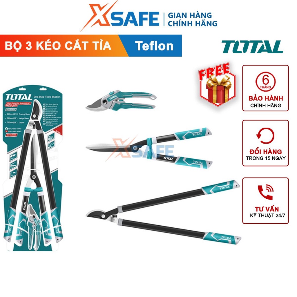 Bộ 3 kéo cắt tỉa cây cảnh TOTAL THT1576033, gồm kéo cắt cây cảnh 29inch, kéo cắt hàng rào 23inch, kéo cắt tỉa 8.5inch