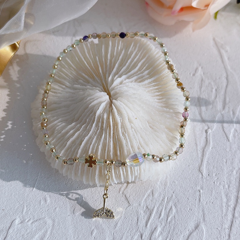 Lắc Chân Đính Đá Fluorite Nhiều Màu Sắc Kiểu Đuôi Cá/Hoa Thời Trang Mùa Hè Dành Cho Bạn Nữ