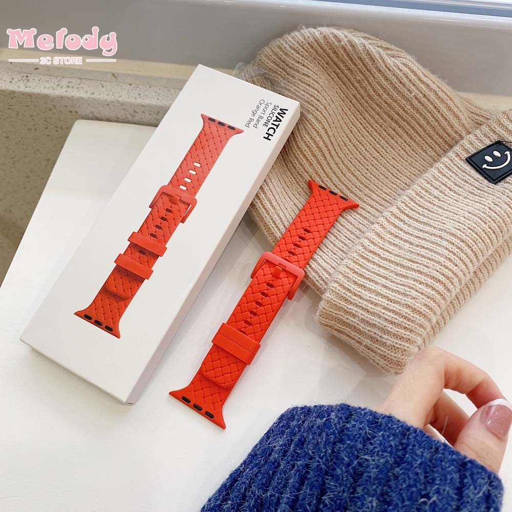 Dây đeo silicon bện thích hợp cho đồng hồ thông minh Apple Watch Series 7/ 6/ SE/ 5 iwatch 45/ 44/ 42/ 41/ 40/ 38mm