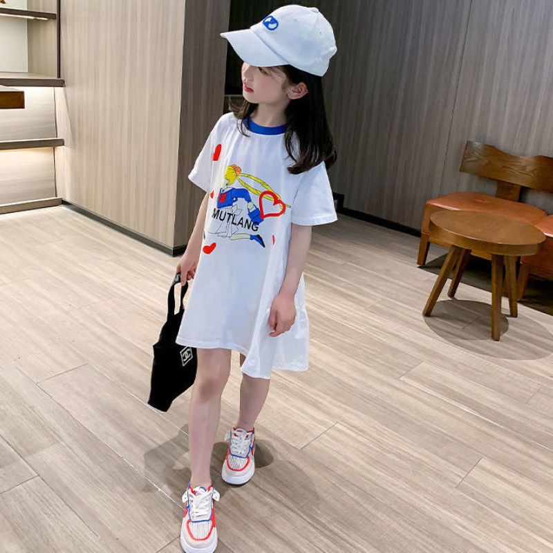 Đầm Dáng Rộng In Họa Tiết Hoạt Hình Phong Cách Hàn Quốc Thời Trang Mùa Hè Cho Bé Gái