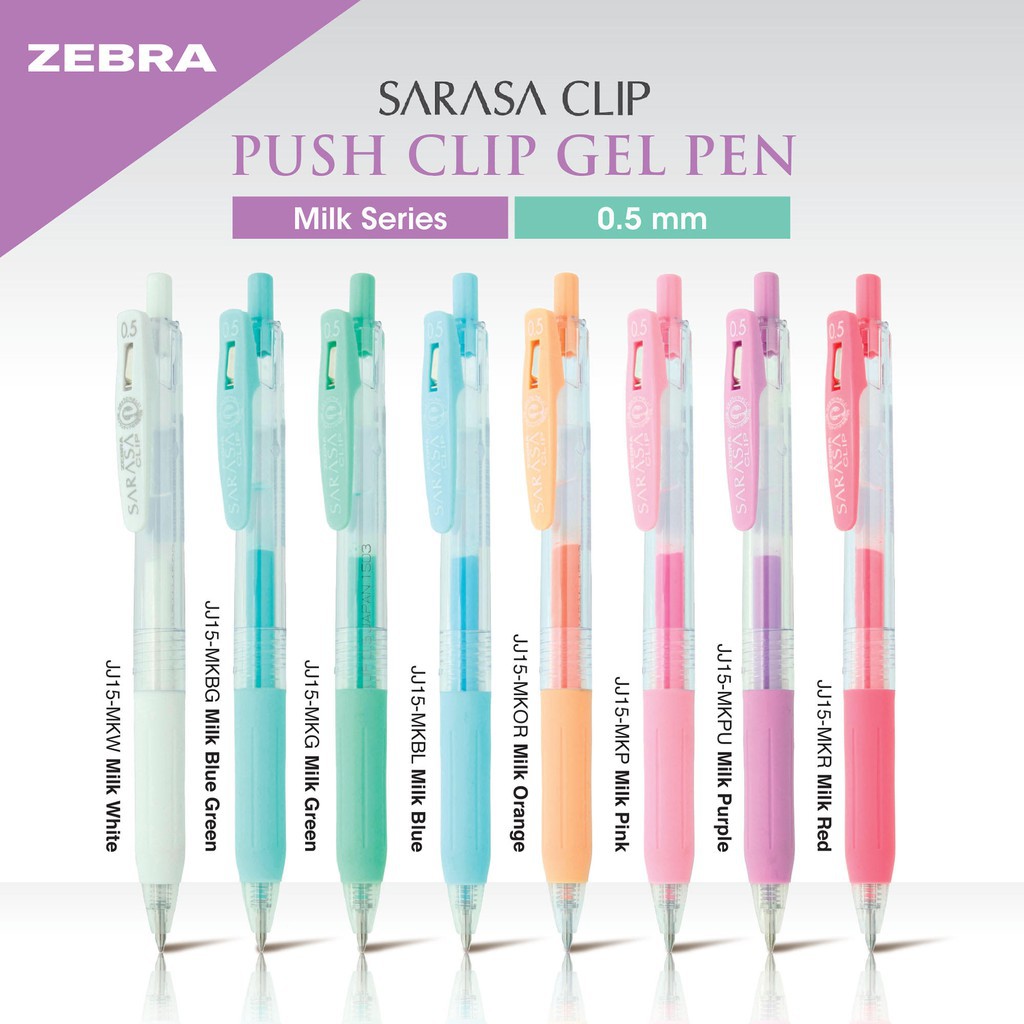 Bút bi gel Zebra Sarasa clip cỡ 05 - Milk colour