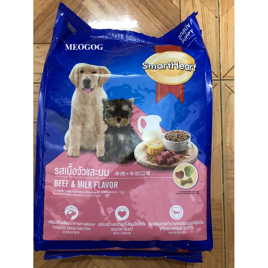 Thức ăn cho chó con Smartheart Puppy Vị Thịt Bò & Sữa 1.5kg MEOGOG