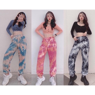 Set áo croptop mix quần loang