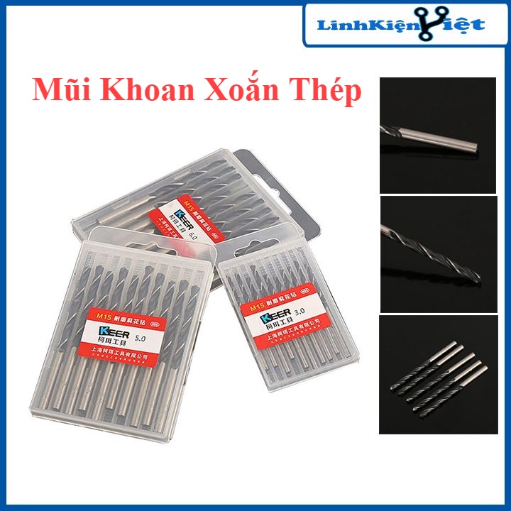 Mũi khoan xoắn thép không gỉ 6542 chống mài mòn đường kính 0.5-5.0mm (1 mũi)