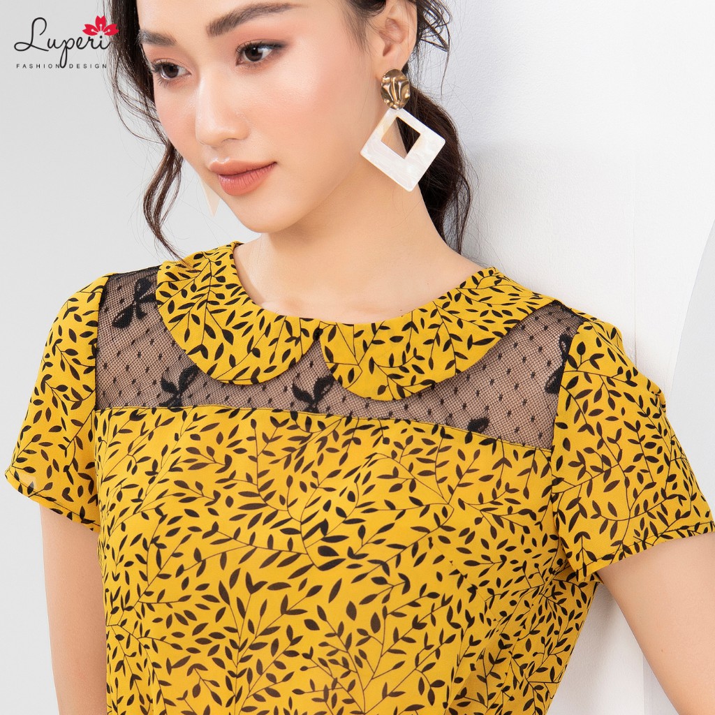 [Mã LT50 giảm 50k đơn 250k] Áo Sơ Mi Nữ Tay Lỡ Phối Ren Cổ Tròn Bo Gấu LUPERI LFSM1147 Chất Liệu Voan Cho Nữ Công Sở