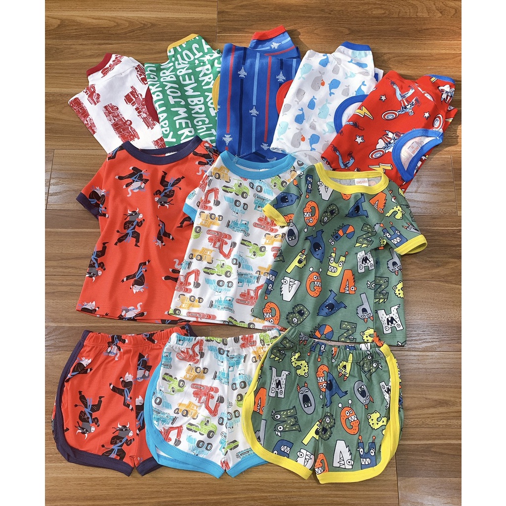 Bộ bozip cộc tay cho bé trai (8-20kg) hàng sài gòn cực đẹp BẢNG MÀU 3 - MẪU 2022