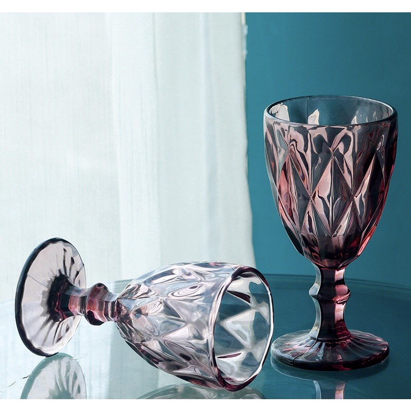 Ly Thuỷ Tinh Quý Tộc ChamPayne phong cách RETRO, hoa văn đường nét tinh xảo nhiều màu sắc ly cốc Lucica