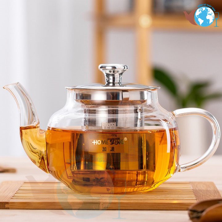 Ấm pha trà chịụ nhiệt tốt, bình thủy tinh rót nước 1 lít hoặc 600ml, bình pha trà thủy tinh cao cấp dùng được bếp điện