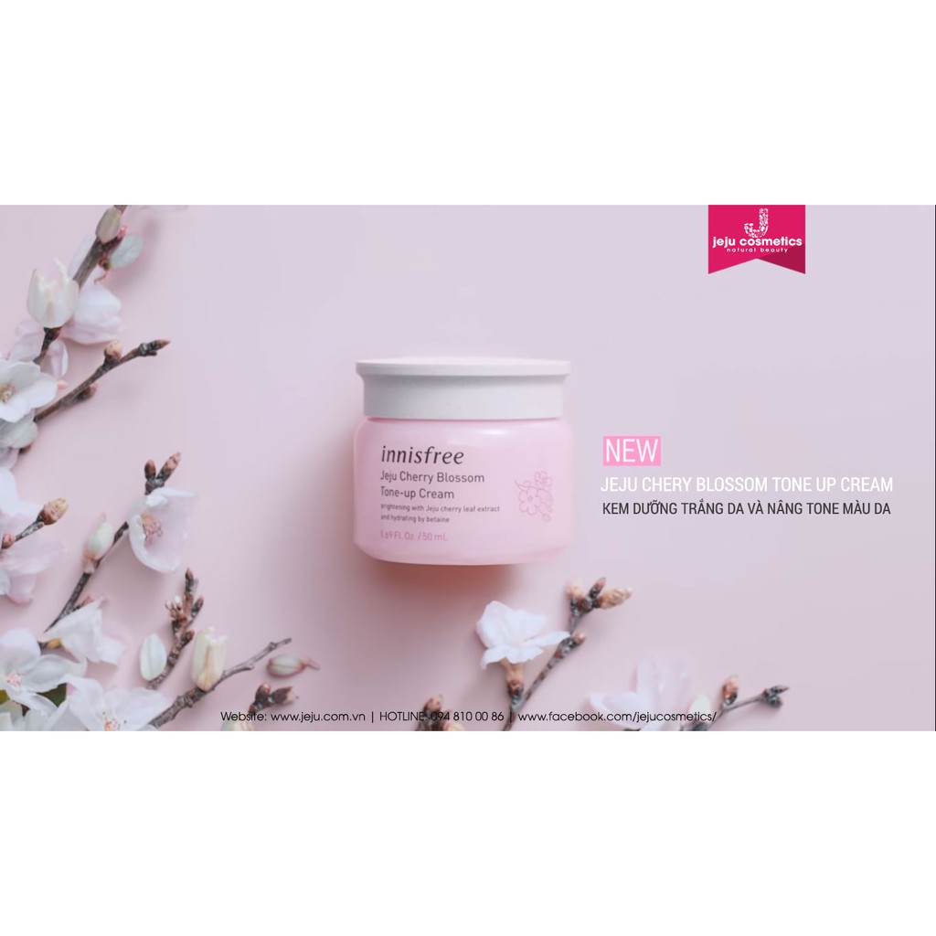 [ ảnh thật]Kem dưỡng nâng tone da Hoa anh đào INNISFREE JEJU CHERY BLOSSOM TONE UP CREAM