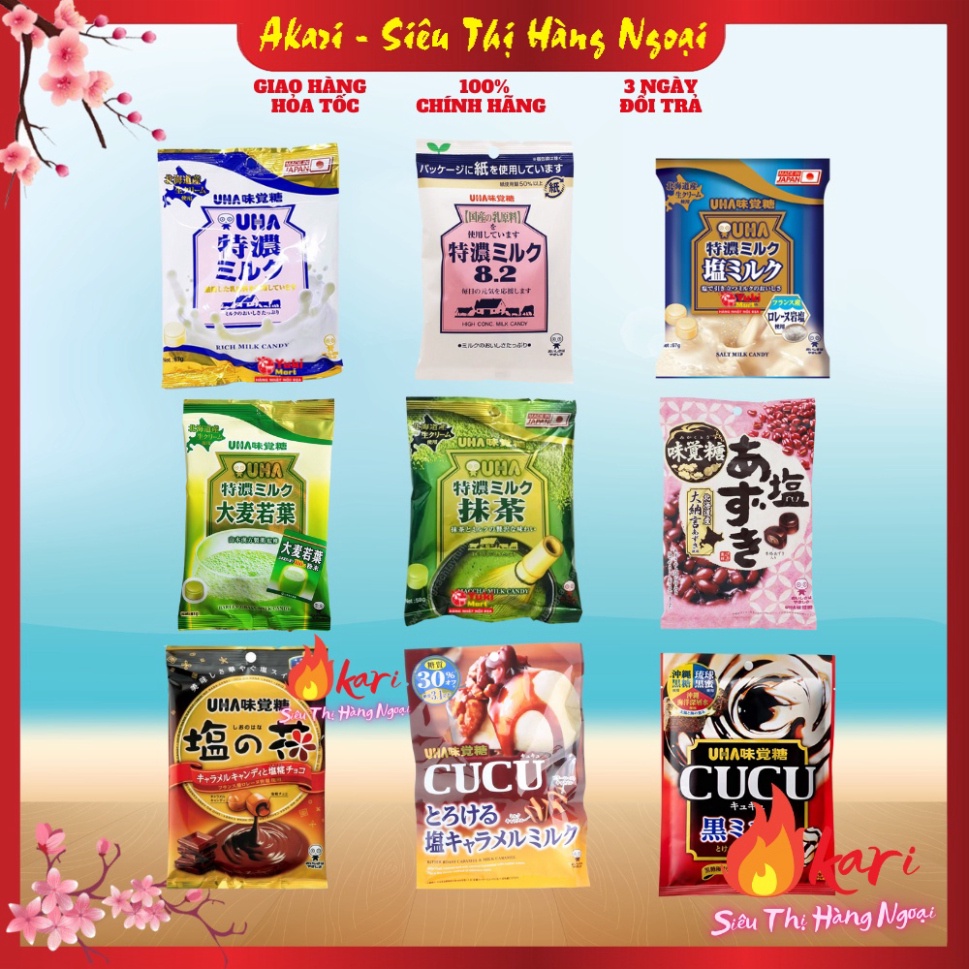 Kẹo sữa UHA Nhật Bản nổi tiếng thơm ngon với hương vị vô cùng ngọt ngào và hấp dẫn.