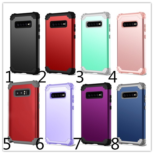 Ốp điện thoại 3 trong 1 chất liệu PC cứng và silicon mềm bảo vệ toàn diện cho Samsung Galaxy S10 S9 S8 Plus Note 9