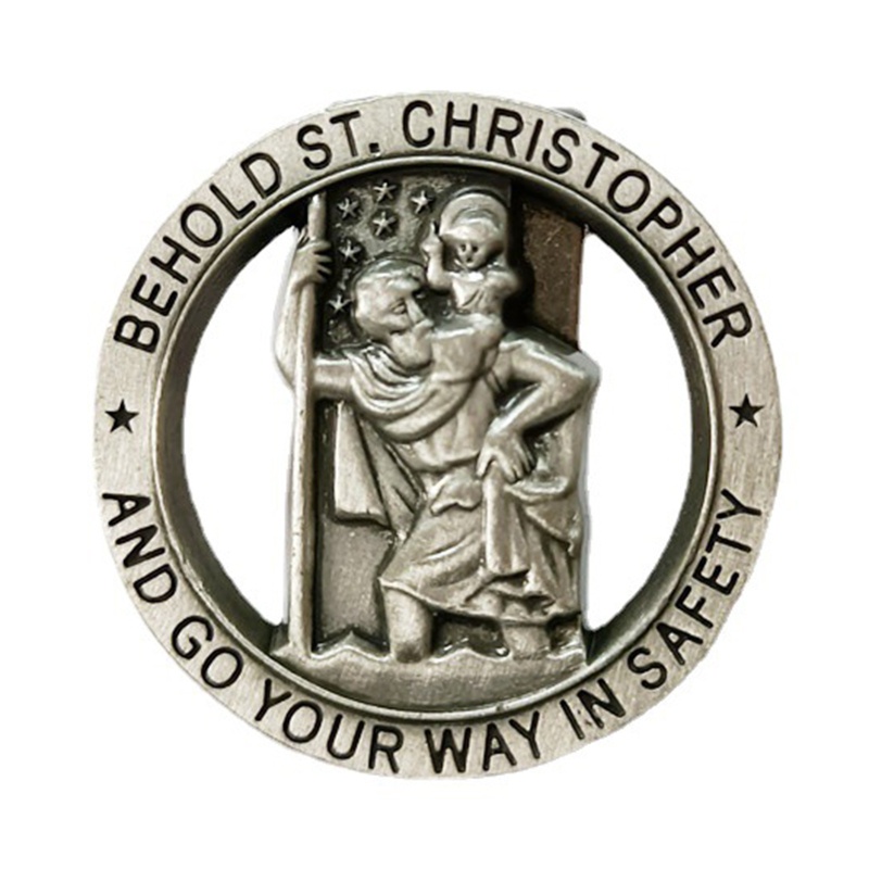 Kẹp Chạm Khắc Hình Saint Christopher Chuyên Dụng Cho Người Lái Xe