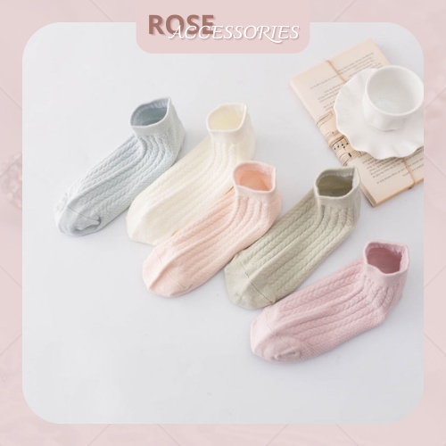 Tất nữ cổ ngắn màu trơn chất liệu mềm mại phong cách Ulzzang mã TN01
