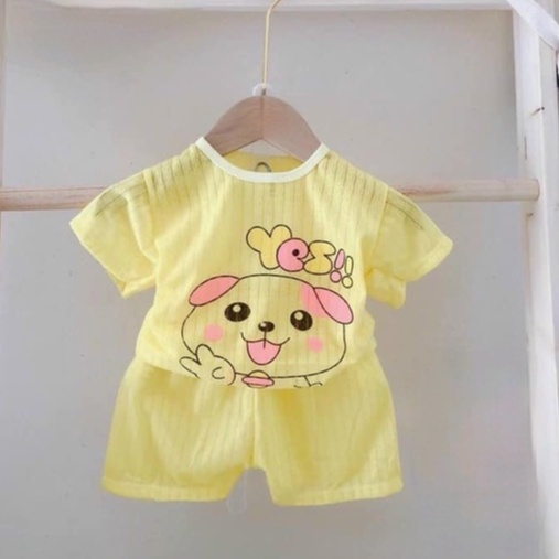 Bộ cộc tay cotton giấy chất liệu mát mềm nhẹ nhàng dành cho bé trai và bé gái từ 3-15kg KIMI CT02