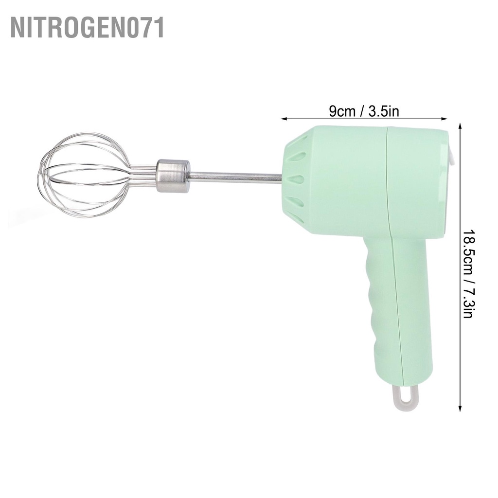 Nitrogen071 Máy trộn cầm tay không dây điện Hộ gia đình nhỏ 3 tốc độ thay đổi đánh trứng cho nhà bếp Nướng màu xanh lá cây