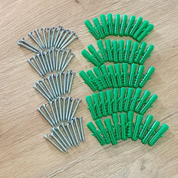 Bộ 3 Loại Gồm 1 Mũi Khoan 6 Ly + 50 con Vít Đầu Bằng 4Ly + 50 con Tắc Kê Râu 6 Ly