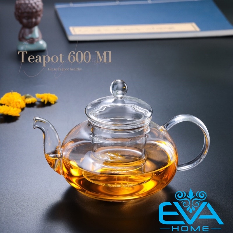 Ấm Trà Thuỷ Tinh Chịu Nhiệt Kèm Lõi Lọc Trà Thuỷ Tinh Nhiều Dung Tích Cao Cấp Sang Trong