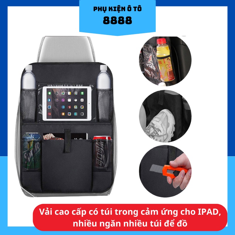 Túi da để đồ treo sau ghế ô tô, siêu đẹp, nhiều ngăn, nhiều túi, bền bỉ, thích hơp mọi loại xe - túi đựng đồ ly nước oto