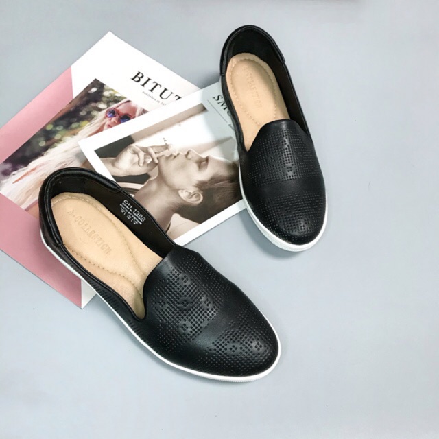 Giày Slip on lỗ hoa da thật hàng VNXK