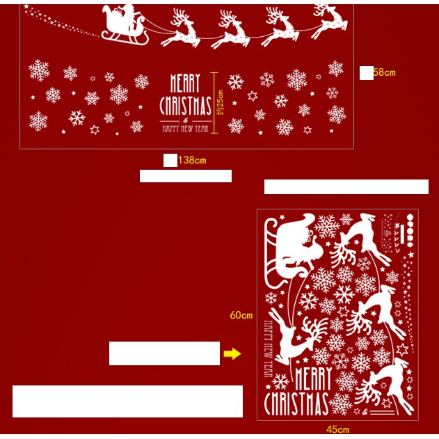 Decal dán tường  Noel - Tuần Lộc Nối đuôi thành đoàn phát quà