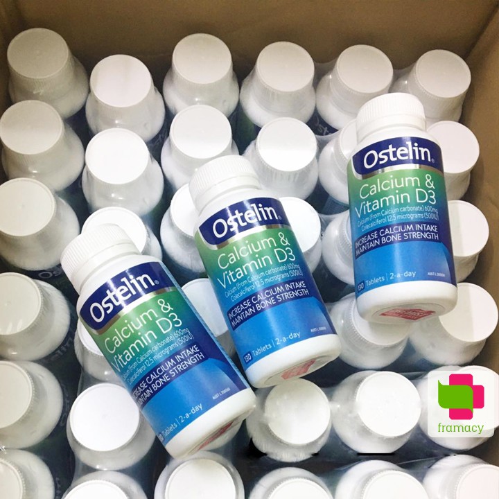 Canxi bầu Ostelin Calcium & Vitamin D3, Úc (130 viên) bổ sung Canxi, D3 phát triển xương, răng cho bà bầu, mẹ cho con bú