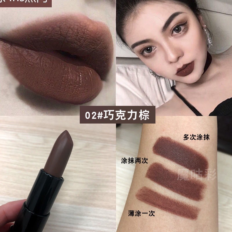 Son Môi Lì Trang Điểm Phong Cách Gothic Anh Em Gothic Màu Đỏ Đậm Socola Màu Nâu Lì Ins Siêu Nóng Bỏng