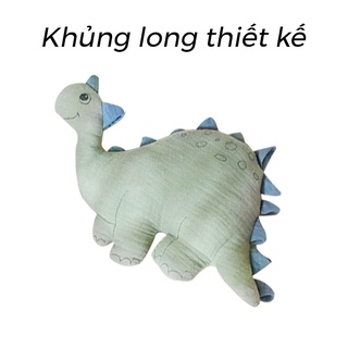 Thú bông hình khủng long/cá heo trong set chăn gối đi học Runa Kids, thú bông thiết kế