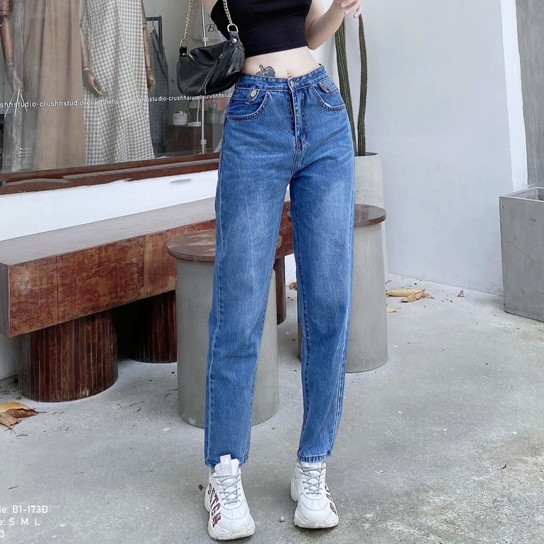 Quần baggy bò nữ Kpboutique✔️ Màu xanh đậm Fom quần tôn dáng dễ mặc phù hợp với nhiều dáng người✔️ Cam kết đổi trả hàng