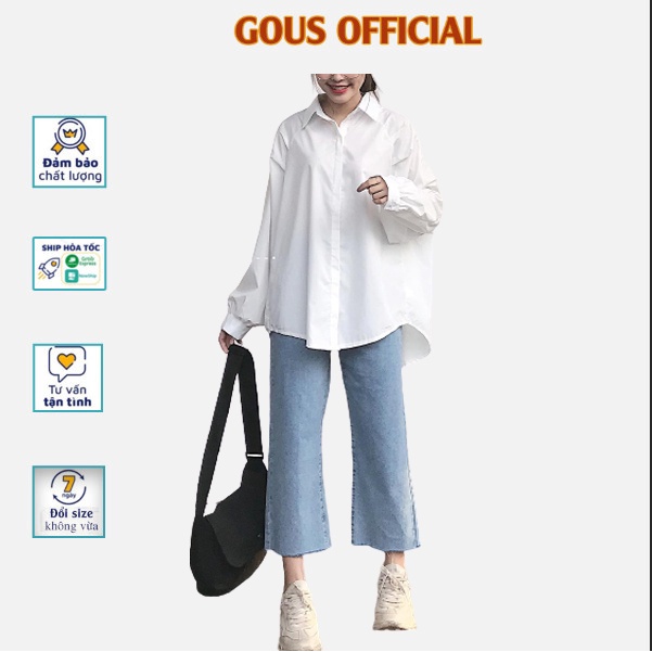 Quần Jean Nữ Ống Suông Quần Bò Phong Cách Trẻ Trung Năng Động US Có Nút Cài Eo 3 Màu Xanh Xám Đen 2256 Gous Official