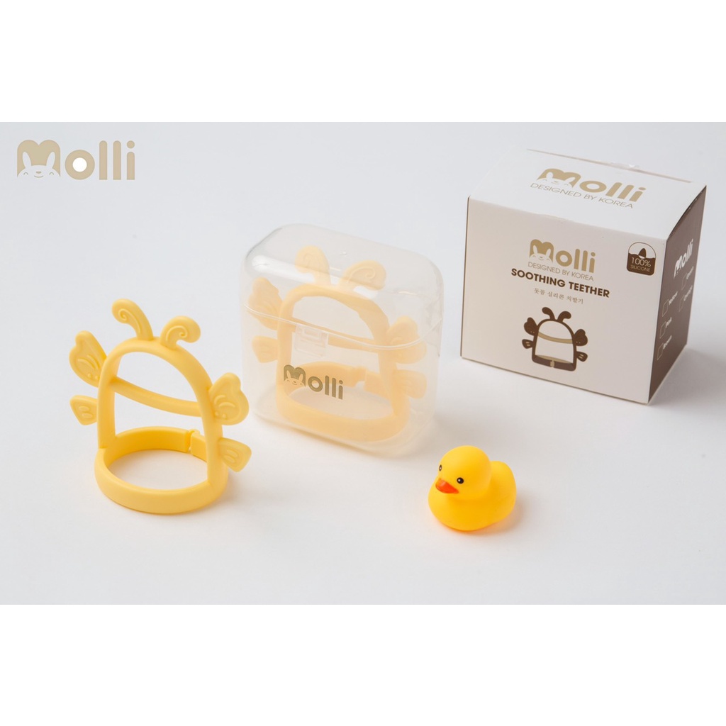 Gặm nướu cho bé silicon Molli có tay cầm chống rơi kèm hộp đựng xịn xò, vệ sinh