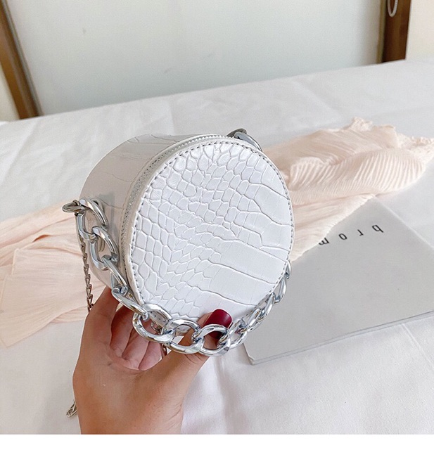 Túi Đeo Chéo Mini Tròn Dây Xích Cá Tính Mới 👉 freeship 👉 có sẵn