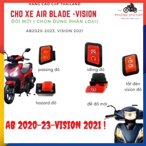 Công Tắc Đèn Xe Air blade 2020-23 ( AB 2020-2022) , Vision 2021  Made in thailand [ĐỎ THÁI]