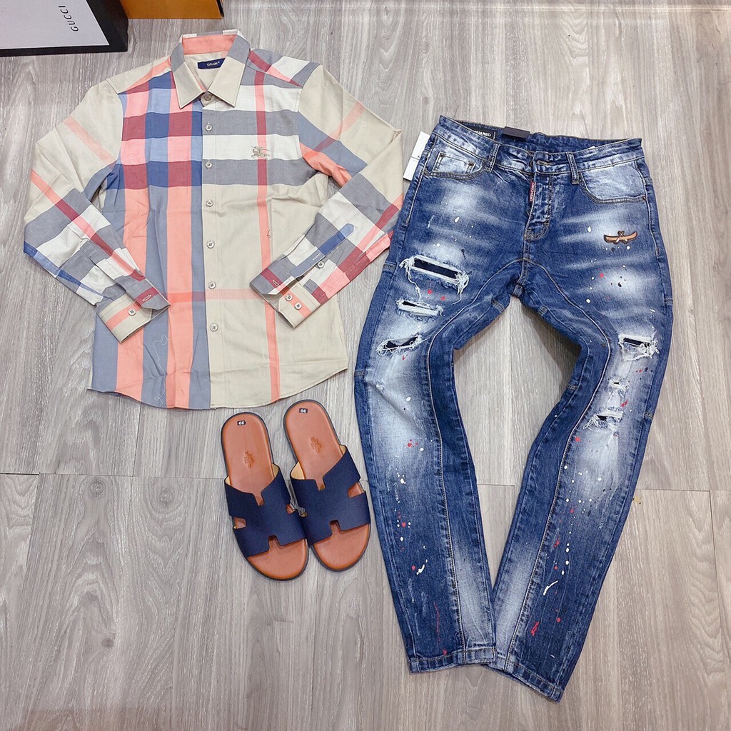 Áo sơ mi nam caro BBR cao cấp màu vàng cam mới (𝐇𝐚̀𝐧𝐠 𝐋𝐨𝐚̣𝐢 𝟏) | BigBuy360 - bigbuy360.vn