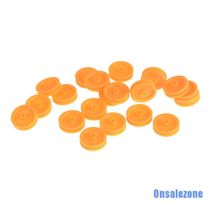 Set 20 Ròng Rọc Nhựa Màu Cam Đục Lỗ 2mm Chuyên Dụng Cho Đồ Chơi Điều Khiển Từ Xa