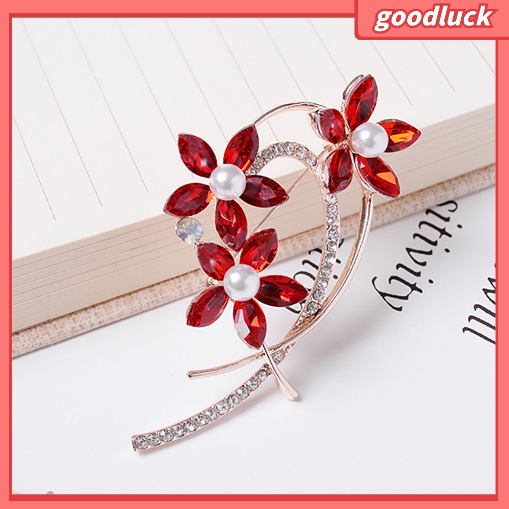 Trâm Cài Áo Hình Hoa Đính Đá Và Ngọc Trai Nhân Tạo Thời Trang