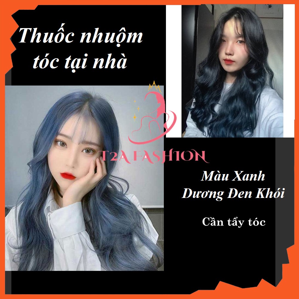 Thuốc nhuộm tóc hàn MÀU XANH DƯƠNG ĐEN KHÓI tặng kèm oxy trợ nhuộm và gang tay