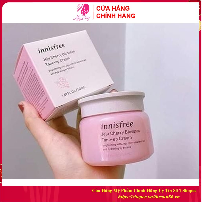 Kem trắng da - Kem dưỡng trắng da dưỡng ẩm bật tông chiết xuất Anh Đào Nâng Tone Innisfree 50ml