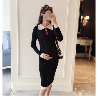 ĐẦM BẦU LEN BODY CÓ CỔ DR2456