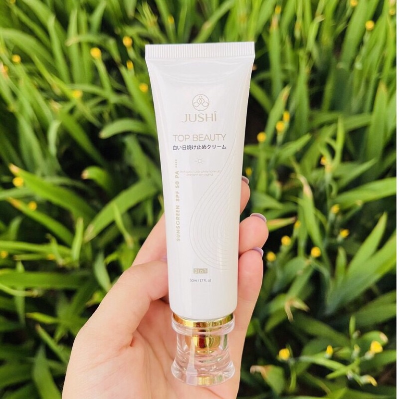 Kem chống nắng dưỡng ẩm nhau thai cừu nâng tông trắng sáng chính hãng Jushi Top Beauty Nhật Bản 50ml