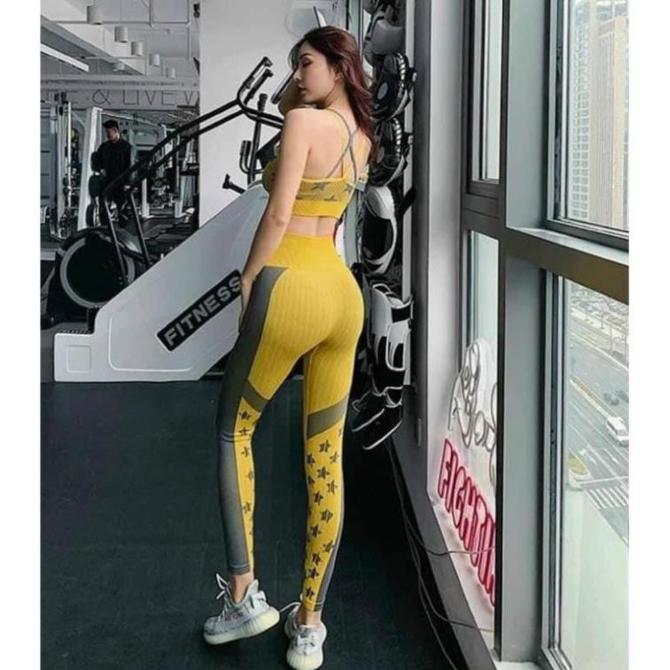 Đồ tập gym nữ , bộ tập gym và yoga thun dệt kim ngôi sao sẵn mút Sexy 💯 ❣️