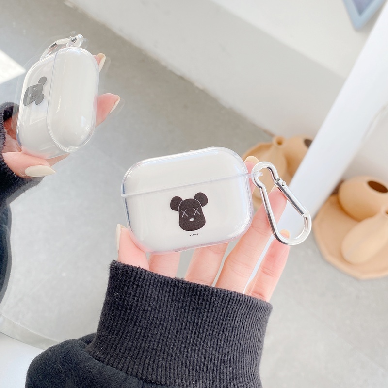 Vỏ Bảo Vệ Hộp Sạc Tai Nghe Bluetooth AirPods 3 2 1 Pro Bằng TPU Mềm Trong Suốt Họa Tiết Chú Gấu Độc Đáo