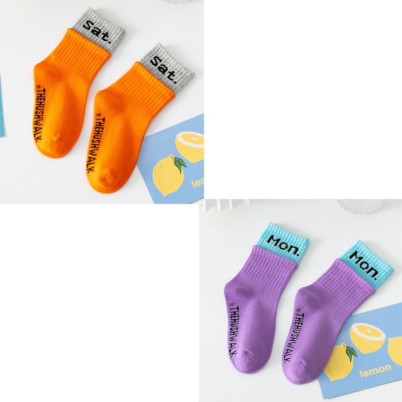 Vớ Cotton Hai Lớp Màu Sắc Tương Phản Thời Trang Xuân Thu Cho Bé Gái
